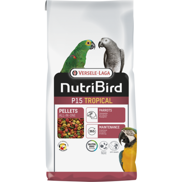 Nutribird P15 tropical 10kg - Pellet Estrusi - Alimento di Mantenimento per Pappagalli