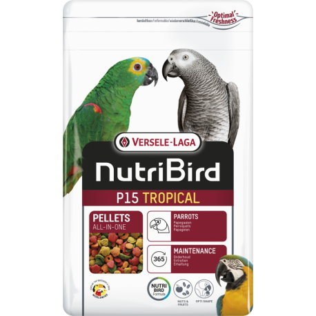 Nutribird P15 tropical 3kg - Gránulos Extruidos - Alimento de Mantenimiento para Loros