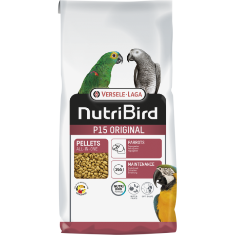 Nutribird P15 original 10kg - Gránulos Extruídos - Alimento de Mantenimiento para Loros