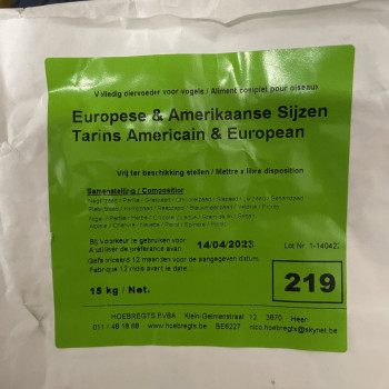 Mistura de sementes para Pintassilgos Americanos e Europeus 15kg - Hoebre