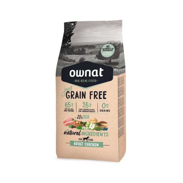 OWNAT Just Grain Free Adult sem cereais de frango para cão adulto 3kg