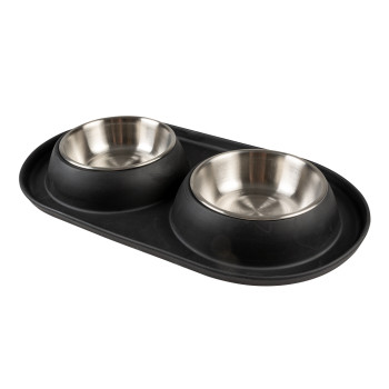 Black rubber spill anti-spill dinner set - 2x220ml - Ø11,3cm